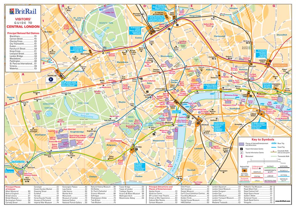 Plan des différents Quartiers du centre de Londres